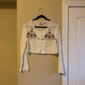 BHAG'S White Embroidered Top